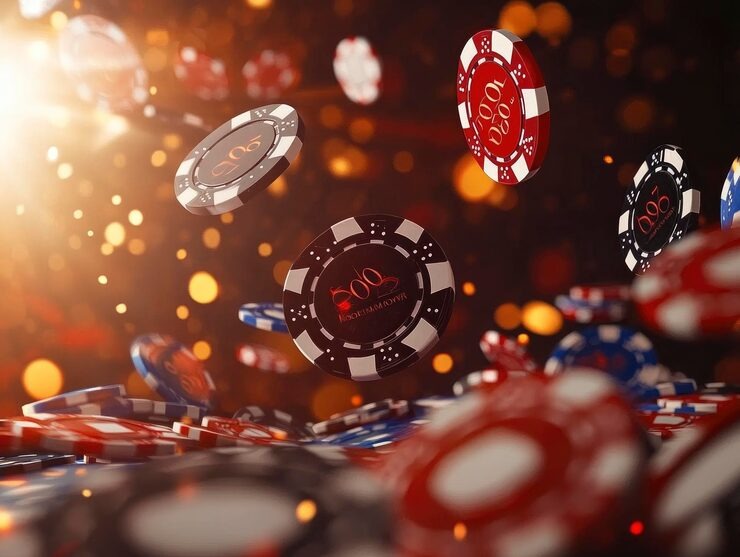 Live casino studio with multiple dealer stations and player interface